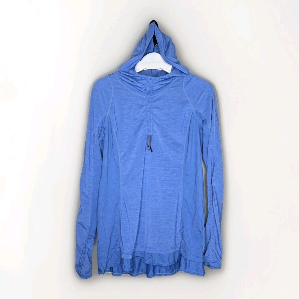 Lululemon Run In The Sun Porcelaine Blue Hooded‎ Pullover Womens Size 12 Running